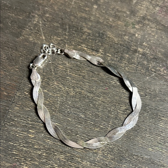 Vintage Silver Bracelet 925 Italy Two Strand Woven Flat Adjustable‎ 8”
